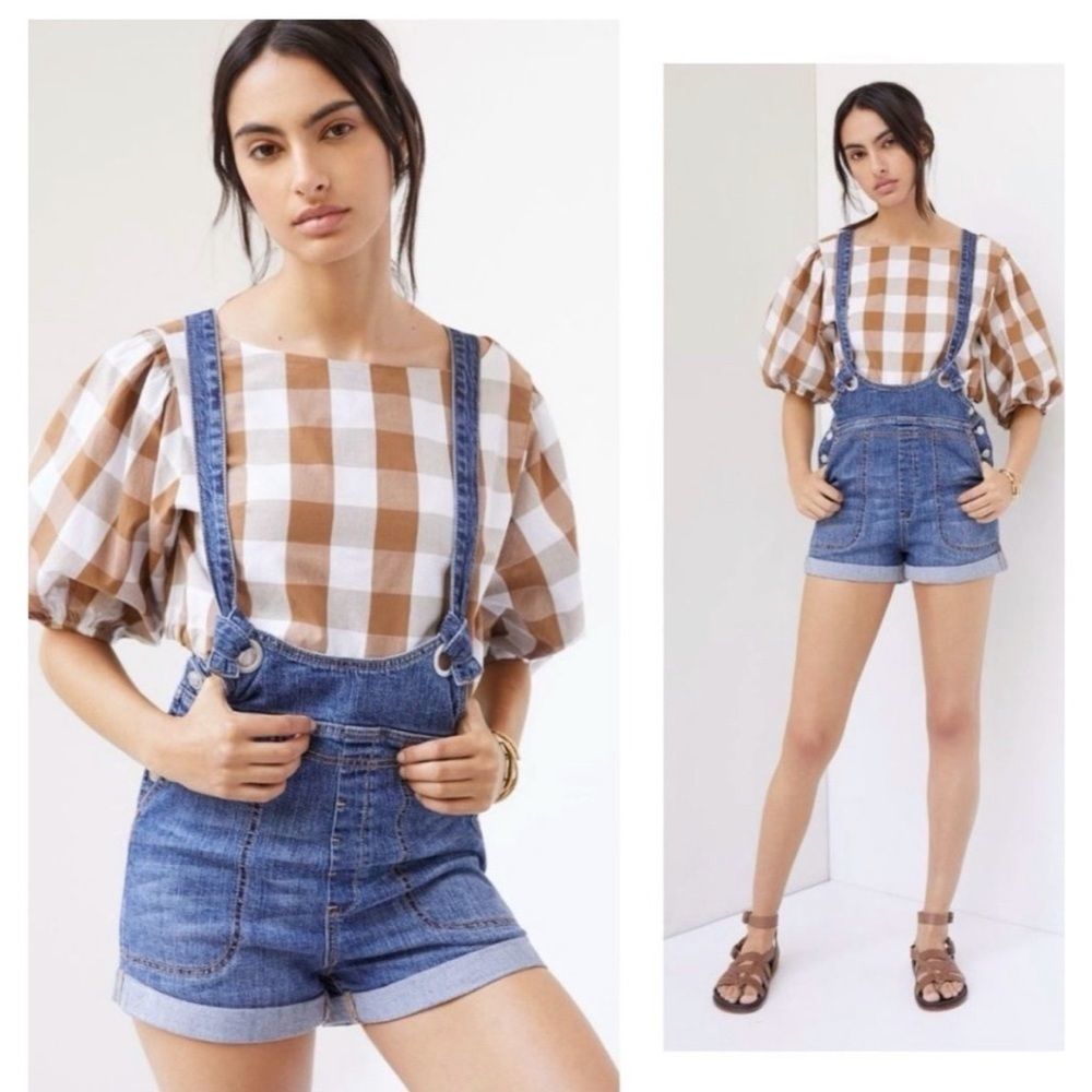 Anthropologie Pilcro Slouchy Denim Overall Shorts New NWT